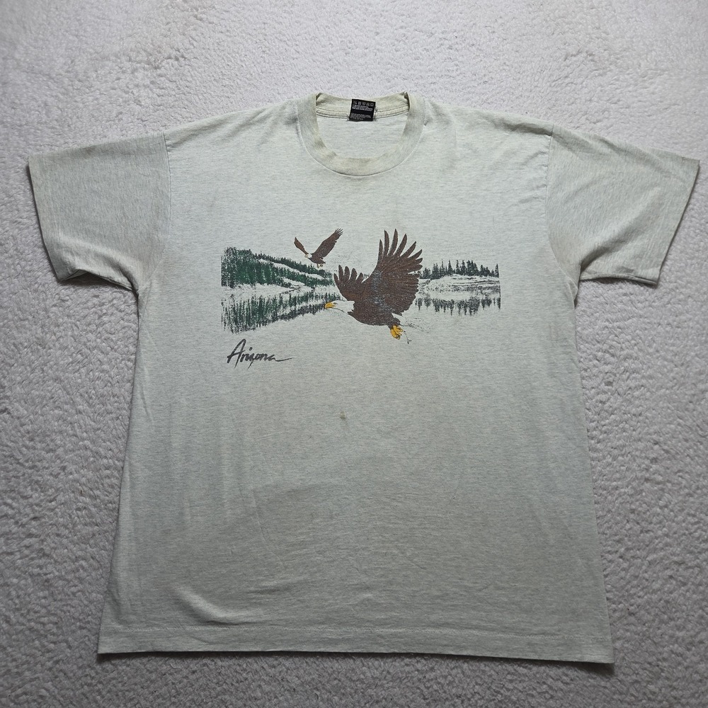 Vintage 90s‎ Bald Eagle Wildlife T Shirt Mens Faded Distressed Single Stitch